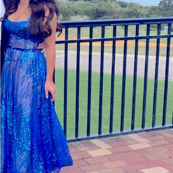 Bronx and Banco Mademoiselle Indigo Sequin Midi Dress - Picture 1 of 6